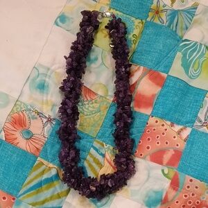 Woven Five Strand Amethyst Chip Necklace 19"